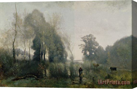 Jean Baptiste Camille Corot Morning at Ville dAvray Stretched Canvas Painting / Canvas Art