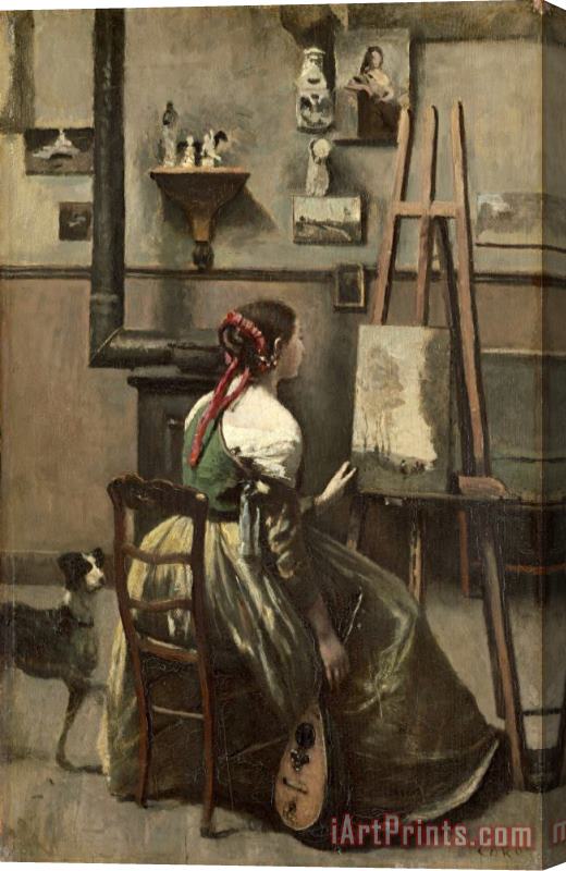 Jean Baptiste Camille Corot The Artist's Studio Stretched Canvas Print / Canvas Art