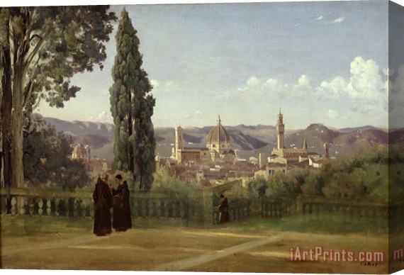 Jean Baptiste Camille Corot View of Florence from the Boboli Gardens Stretched Canvas Print / Canvas Art
