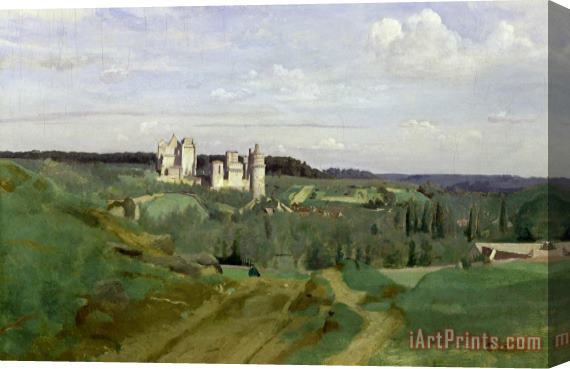 Jean Baptiste Camille Corot View of the Chateau de Pierrefonds Stretched Canvas Painting / Canvas Art