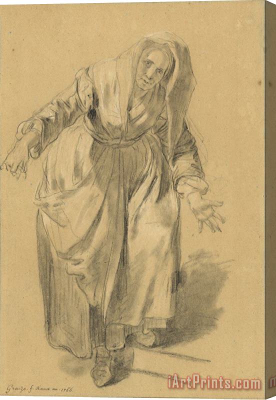 Jean-Baptiste Greuze  Old Woman with Arms Outstretched (study for The Neapolitan Gesture) Stretched Canvas Painting / Canvas Art