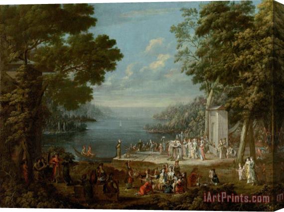 Jean Baptiste Vanmour Ladies' Outing at Hunkar Iskelesi Along The Bosporus Stretched Canvas Print / Canvas Art