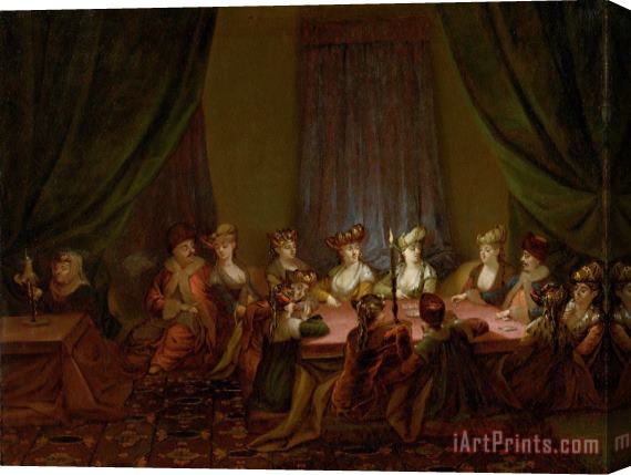 Jean Baptiste Vanmour Party of Armenians Playing Cards Stretched Canvas Print / Canvas Art