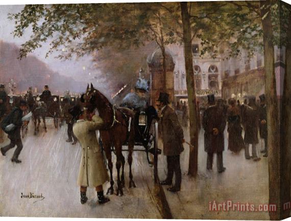 Jean Beraud The Boulevards Stretched Canvas Print / Canvas Art
