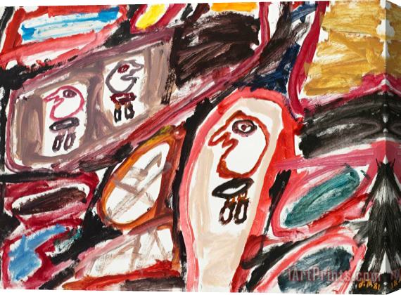 Jean Dubuffet Site Avec 3 Personnages Iii, 1981 Stretched Canvas Print / Canvas Art