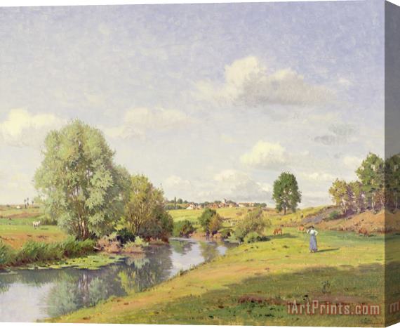 Jean F Monchablon The River Saone near Grignancourt Stretched Canvas Print / Canvas Art