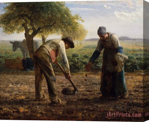 Jean-Francois Millet Potato Planters Stretched Canvas Painting / Canvas Art
