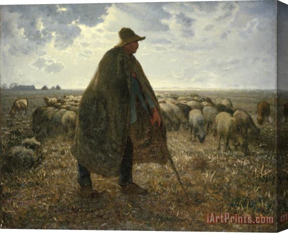 Jean-Francois Millet Shepherd Tending His Flock Stretched Canvas Print / Canvas Art