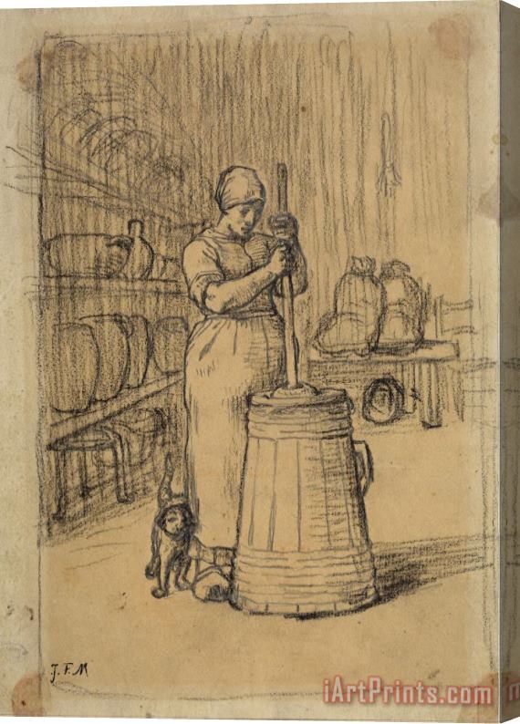 Jean-Francois Millet Study for Woman Churning Butter Stretched Canvas Print / Canvas Art
