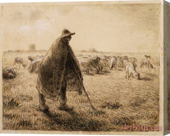 Jean-Francois Millet The Shepherd Stretched Canvas Painting / Canvas Art