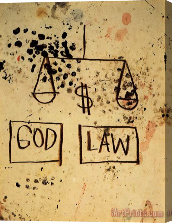 Jean-michel Basquiat God Law Stretched Canvas Painting / Canvas Art