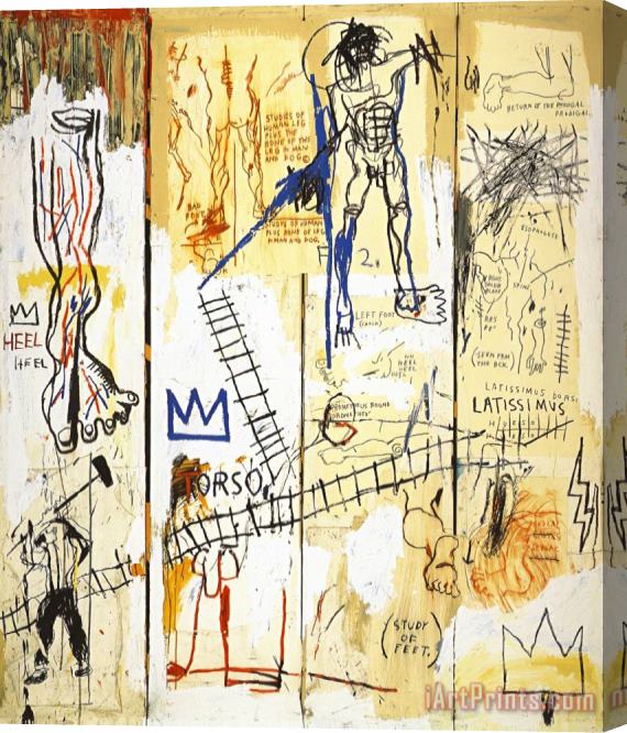 Jean-michel Basquiat Leonardo Da Vinci's Greatest Hits Stretched Canvas Painting / Canvas Art