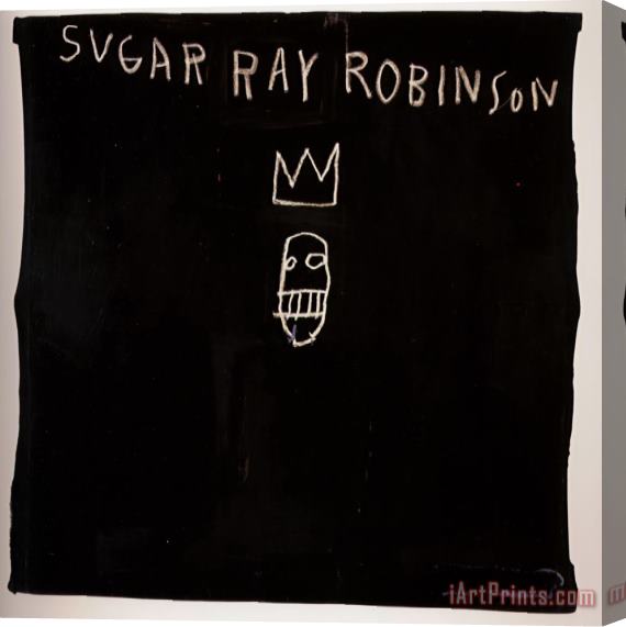 Jean-michel Basquiat Sugar Ray Robinson Stretched Canvas Painting / Canvas Art