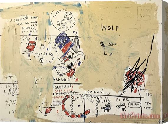 Jean-michel Basquiat Wolf Sausage, 1982 2019 Stretched Canvas Painting / Canvas Art