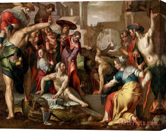 Joachim Anthonisz Wtewael The Raising of Lazarus Stretched Canvas Print / Canvas Art