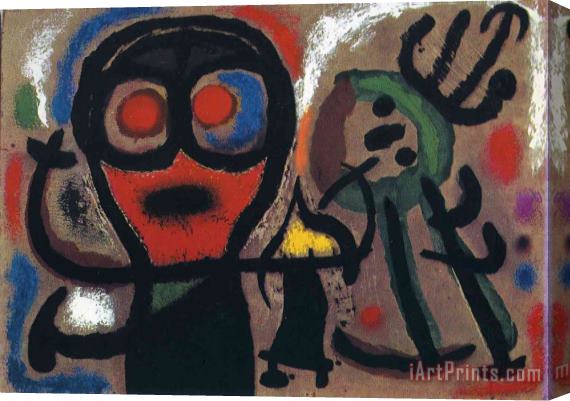 Joan Miro Character And Bird, 1963 Stretched Canvas Painting / Canvas Art