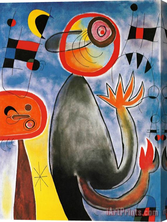 Joan Miro Echelles En Roue De Feu Traversant Stretched Canvas Print / Canvas Art