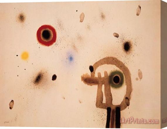 Joan Miro Figur Vor Sonne Stretched Canvas Print / Canvas Art