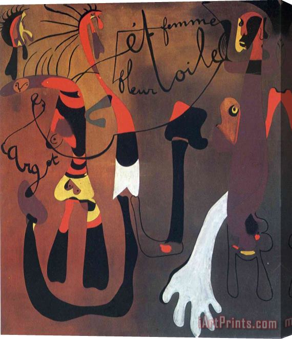 Joan Miro Fleur Femme Etoile Escargot Stretched Canvas Painting / Canvas Art