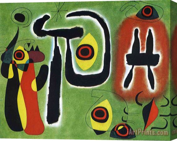 Joan Miro The Red Sun Gnaws at The Spider 1948 Stretched Canvas Print / Canvas Art