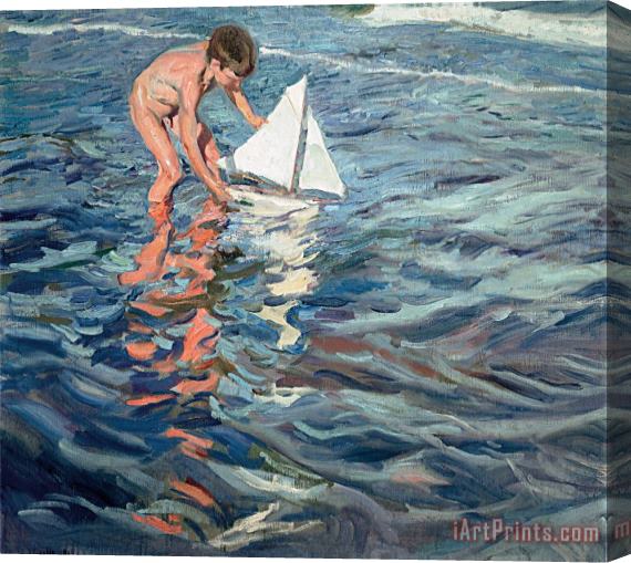 Joaquin Sorolla y Bastida The Little Sailing Boat Stretched Canvas Print / Canvas Art