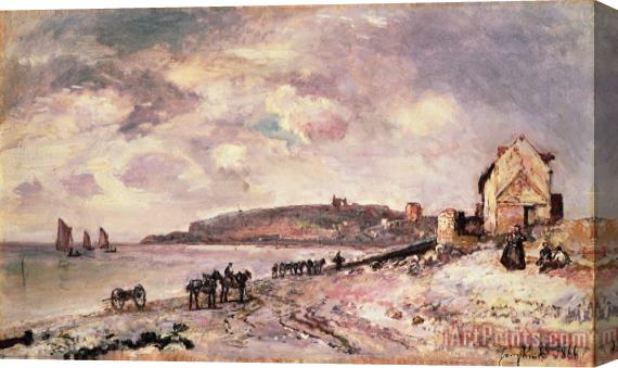 Johan Barthold Jongkind Seascape with ponies on the beach Stretched Canvas Painting / Canvas Art