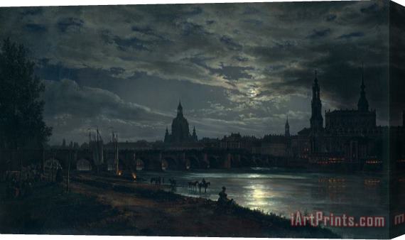 Johan Christian Dahl View of Dresden by Moonlight Stretched Canvas Print / Canvas Art