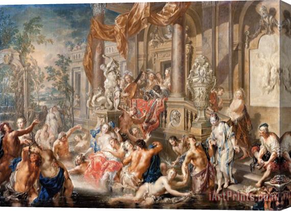 Johann Georg Platzer Fountain Scene in Front of a Palace Stretched Canvas Print / Canvas Art