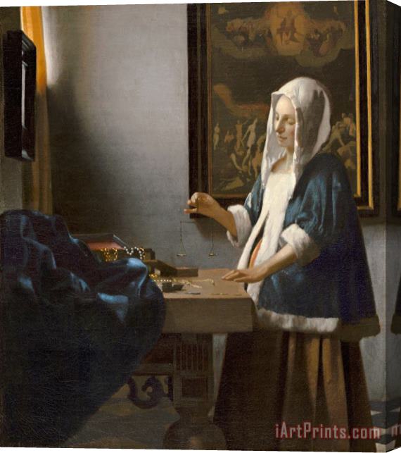 Johannes Vermeer Woman Holding a Balance Stretched Canvas Painting / Canvas Art