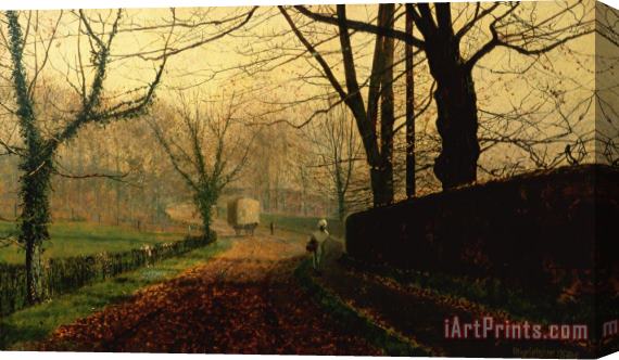 John Atkinson Grimshaw Autumn Sunshine Stapleton Parknear Pontefract Stretched Canvas Print / Canvas Art