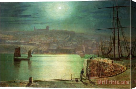 John Atkinson Grimshaw Whitby Harbour by Moonlight 1870 Stretched Canvas Print / Canvas Art