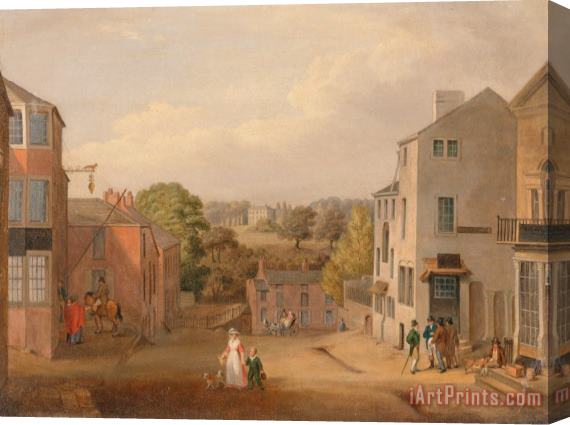 John Bird of Liverpool Street Scene in Chorley, Lancashire, with a View of Chorley Hall Stretched Canvas Print / Canvas Art