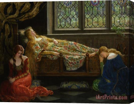 John Collier Sleeping Beauty Stretched Canvas Painting / Canvas Art