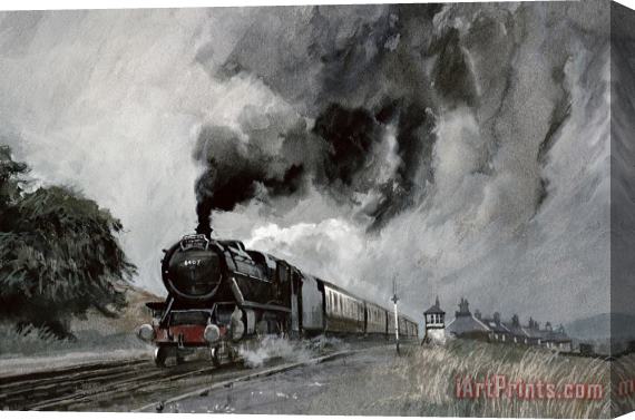 John Cooke Steam Train at Garsdale - Cumbria Stretched Canvas Print / Canvas Art