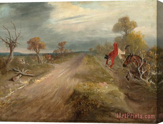 John Ferneley Count Sandor's Hunting Exploits in Leicestershire: No. 8: The Count on Cruiser Flying Over His Head Into The Lane Below Stretched Canvas Print / Canvas Art