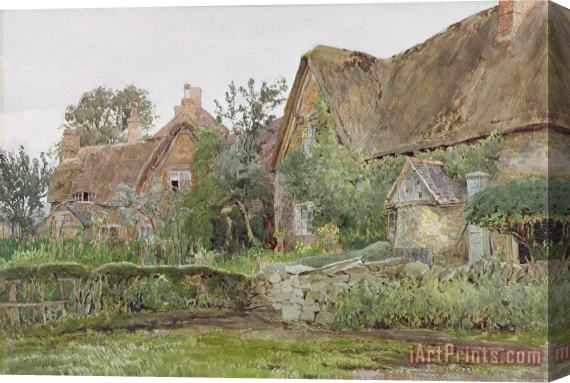 John Fulleylove Thatched Cottages and Cottage Gardens Stretched Canvas Print / Canvas Art