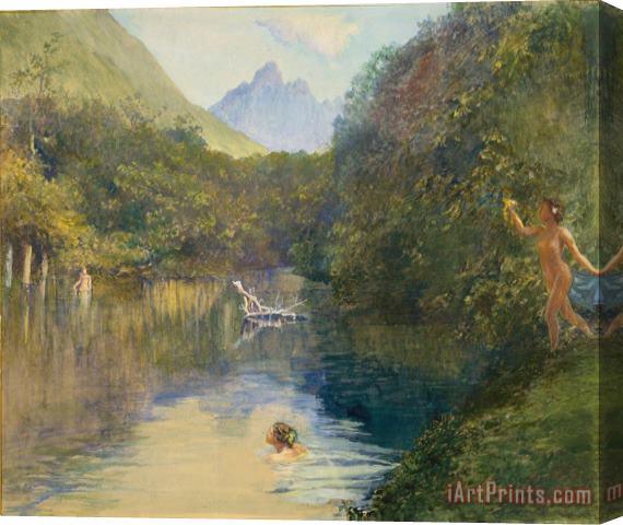 John LaFarge Ford at the Upper End of the Vai-Te-Piha Stretched Canvas Print / Canvas Art