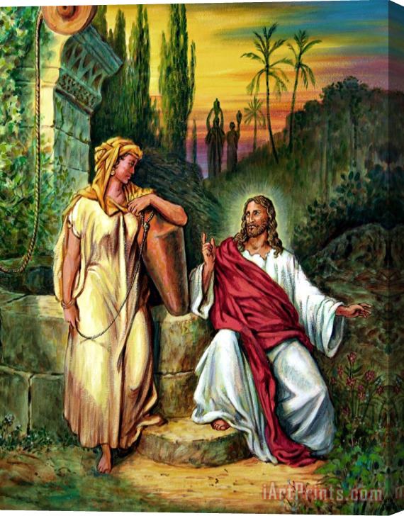 John Lautermilch Jesus and the Woman at the Well Stretched Canvas Painting / Canvas Art