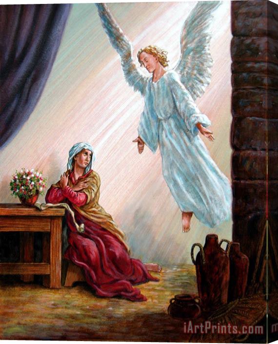 John Lautermilch Mary and Angel Stretched Canvas Painting / Canvas Art