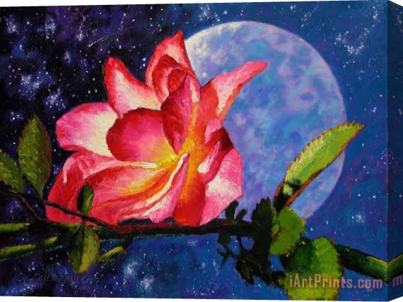 John Lautermilch Moonlight and Roses Stretched Canvas Painting / Canvas Art