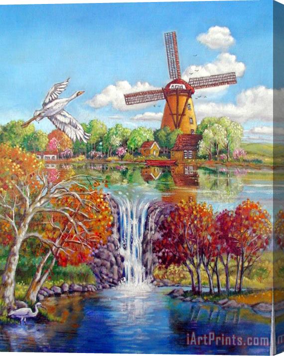John Lautermilch Old Dutch Windmill Stretched Canvas Painting / Canvas Art