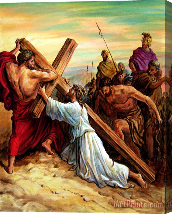 John Lautermilch Simon Helping Jesus Stretched Canvas Painting / Canvas Art