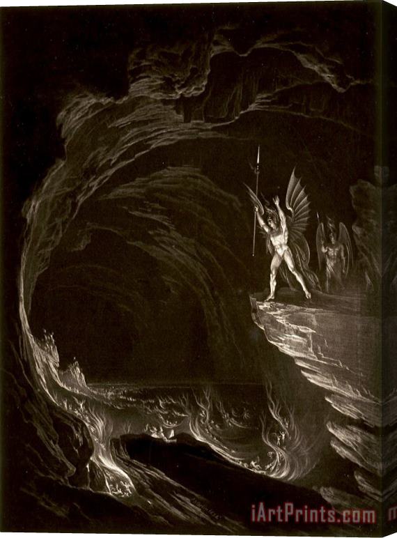 John Martin Satan Arousing The Fallen Angels, Book 1, Line 314, From John Milton, Paradise Lost Stretched Canvas Painting / Canvas Art