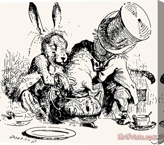 John Tenniel Dormouse In The Teapot Mad Tea Party Stretched Canvas Painting / Canvas Art