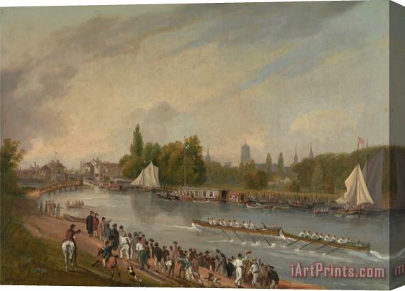 John Whessell A Boat Race on The River Isis, Oxford Stretched Canvas Print / Canvas Art