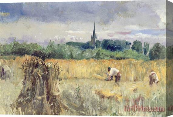 John William Inchbold Harvest Field at Stratford upon Avon Stretched Canvas Painting / Canvas Art
