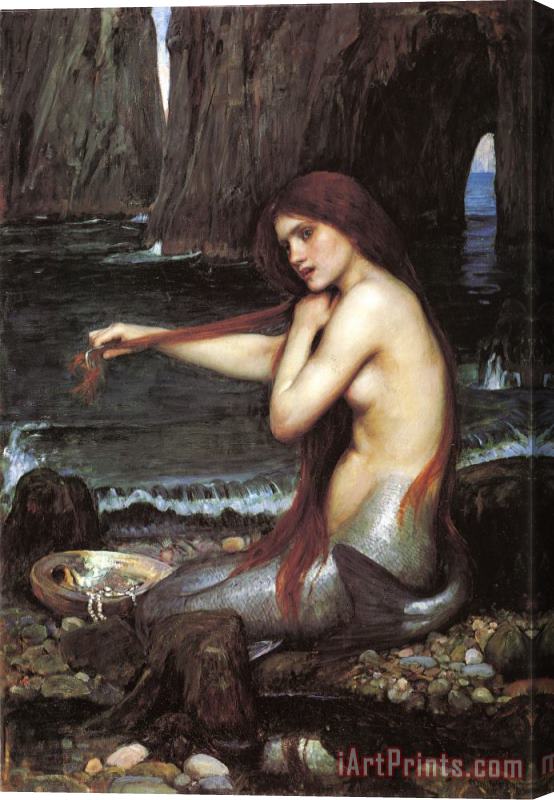 John William Waterhouse A Mermaid Stretched Canvas Print / Canvas Art