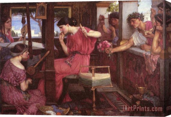 John William Waterhouse Penelope And The Suitors Stretched Canvas Print / Canvas Art