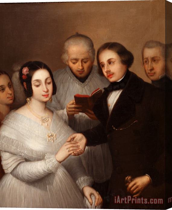 Jose Gutierrez de la Vega  A Wedding in 1830 Stretched Canvas Print / Canvas Art