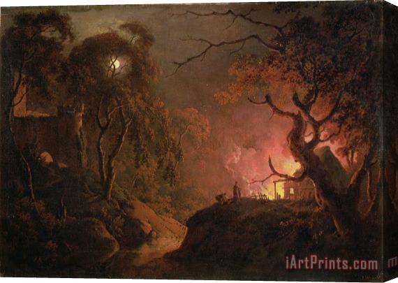 Joseph Wright of Derby A Cottage on Fire at Night Stretched Canvas Painting / Canvas Art